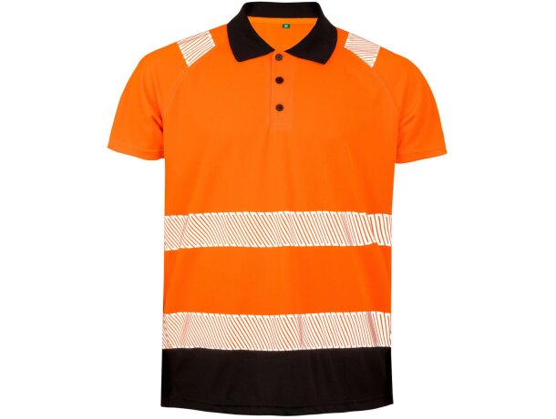 Polo reflectante naranja fluorescente reciclado