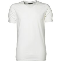 Camiseta de hombre ajustada cuello en V grabada blanca