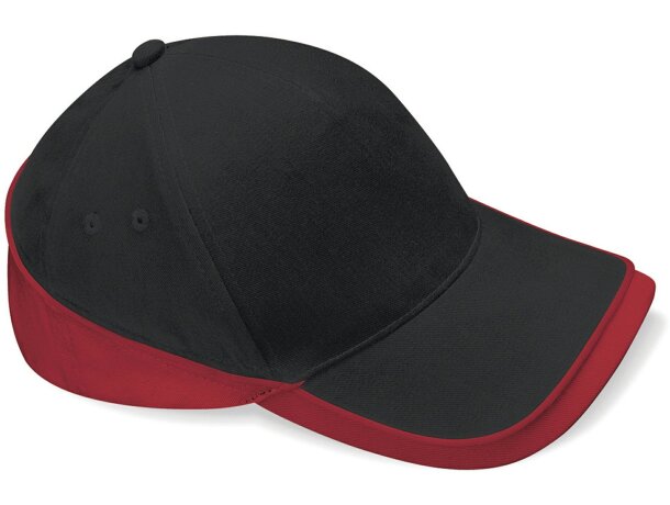 Gorra con detalles de color en algodón personalizada negro y rojo