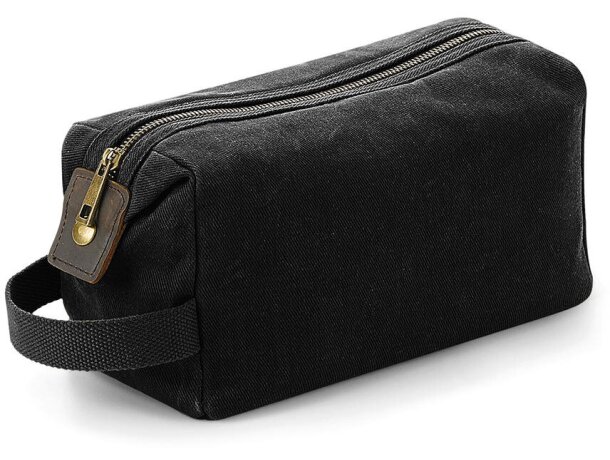 Neceser Heritage lona encerada cuero genuino latón para empresas Oliva detalle 6