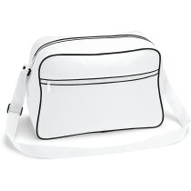 Bolsa bandolera estilo retro con ribetes personalizada blanco y negro