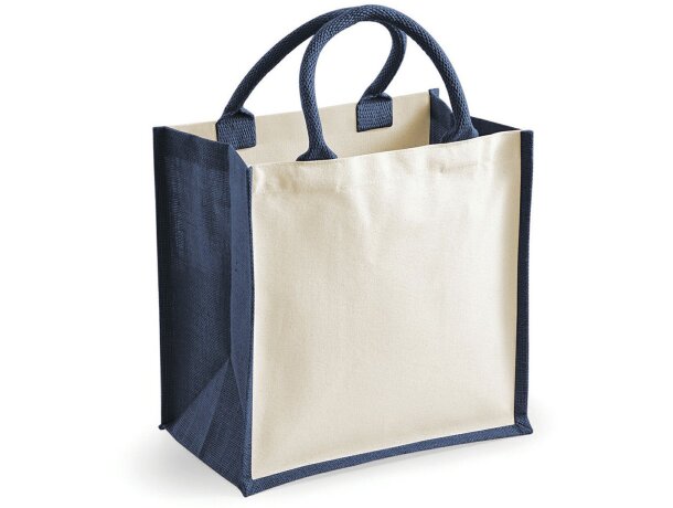 Bolsa de yute laminado personalizada azul marino