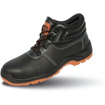 Calzado protector Defence cuero negro con logo naranja