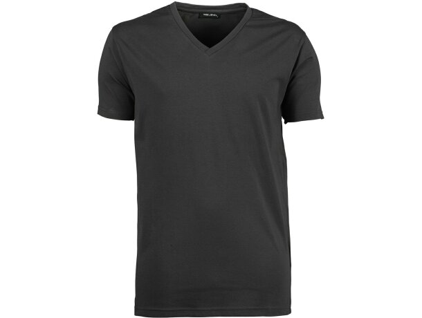 Camiseta corporativa cuello V ajustada hombre algodón elastán detalle 5