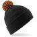 Gorro con pom pom unisex plegable Negro/naranja