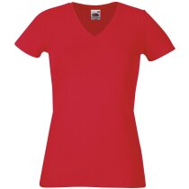 Camiseta cuello V de mujer entallada roja Camiseta cuello V de mujer entallada roja