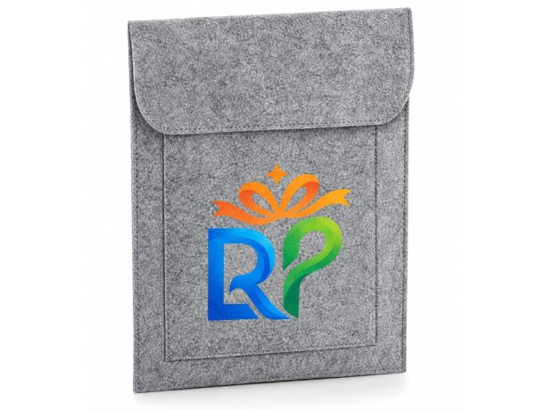 Protector iPad fieltro poliéster con cierre Rip-Strip gris detalle 2