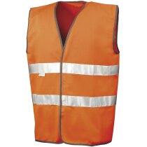 Chaleco en poliester de seguridad con bordes personalizado naranja fluor