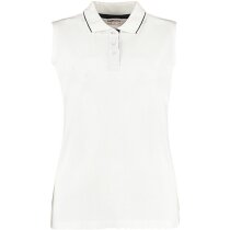 Polo de mujer sin mangas entallado 205 gr blanco y negro