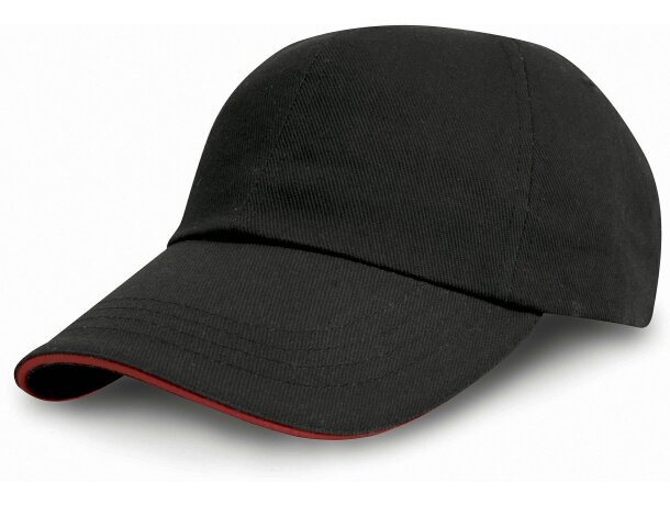 Gorra de algodón grueso con detalles de color negro y rojo para empresas