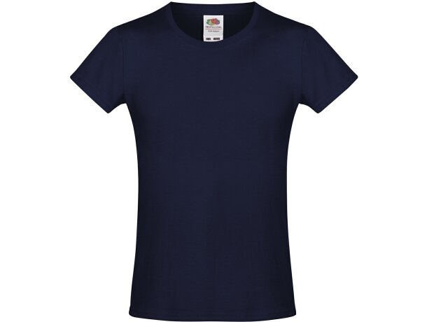 Camiseta de niña 100% algodón grabada azul marino Camiseta de niña 100% algodón grabada azul marino