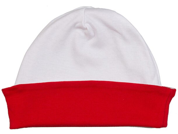 Gorro bordado reversible bebé algodón orgánico certificado Natural/marino francés detalle 3