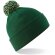 Gorro con pom pom unisex plegable Verde botella/blanco