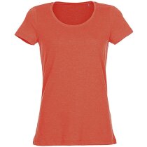 Camiseta lisa de mujer 135 gr con logo naranja Camiseta lisa de mujer 135 gr con logo naranja