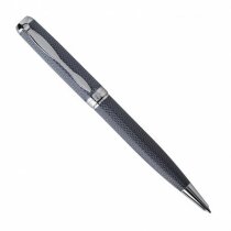 Bolígrafo de metal tinta azul detalles plata elegantes