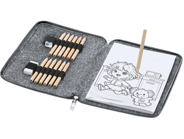 Set Shepher estuche lápices colores con bloc fieltro RPET detalle 2