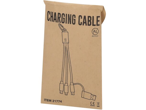 Cable cargador Bikoc aluminio reciclado triple salida detalle 2