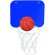 Canasta de baloncesto con pelota azul