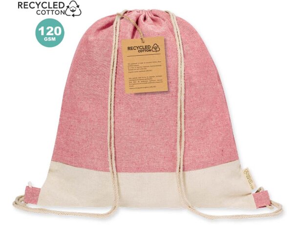 Mochila saco con logotipo de color natural algodón reciclado 120 g/m2 Vexira detalle 1