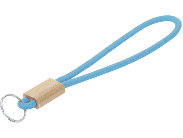 Llavero Walnut con cierre ajustable en bambú y cordón poliéster detalle 2