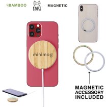 Cargador inalámbrico barato bambú 10w Hatawey