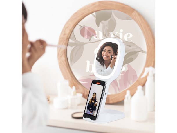 Espejo multifunción Marchox con carga inalámbrica y luz LED detalle 7