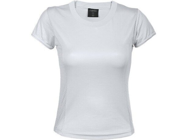Camiseta deportiva transpirable para mujer 135 gr blanca personalizado