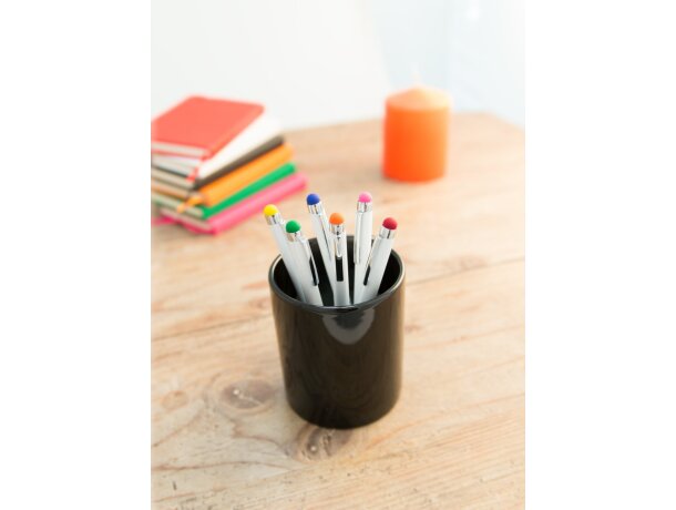 Bolígrafo con puntero en goma de varios colores personalizado