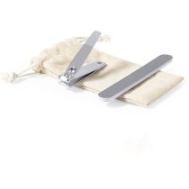 Set manicura Kilian con cortauñas y lima en bolsita de algodón crudo