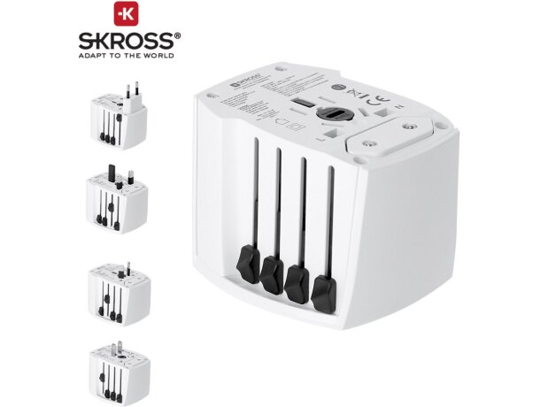 Adaptador viaje universal Skross Muv Usb 30w Pd blanco detalle 1