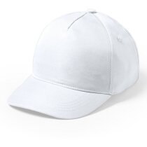 Gorra básica para niños con cierre de velcro blanca con logo