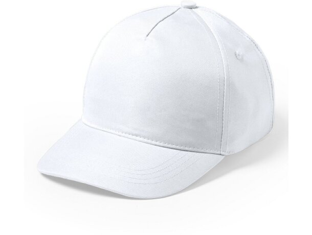 Gorra básica para niños con cierre de velcro blanca con logo