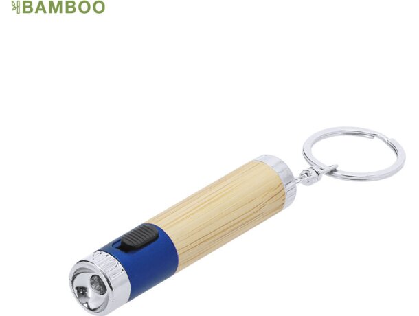 Llavero linterna LED Zungux con acabado en bambú natural detalle 1