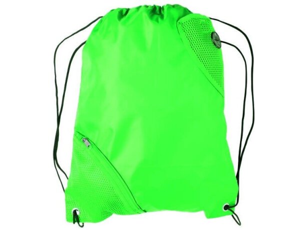 Mochila con cuerdas con bolsillo en esquina personalizada verde