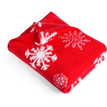 Manta con lazo y motivos navideños roja Manta con lazo y motivos navideños roja