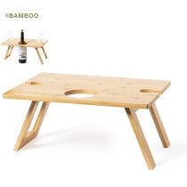 Mesa bambú plegable Zarbok con copero y botellero