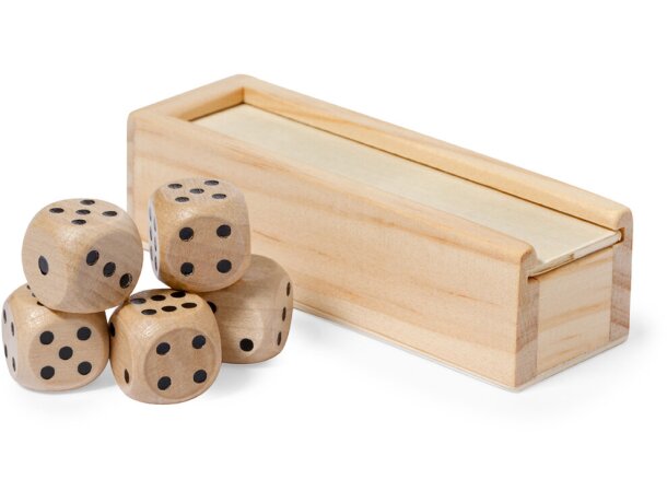 Juego de dados Atanin en madera con estuche deslizante detalle 2
