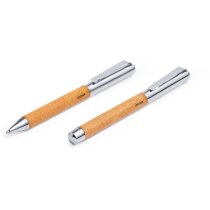 Set Vincen bolígrafo roller cuero reciclado metal