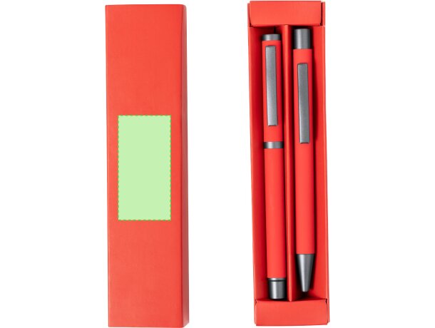 Set de bolígrafo y roller de detalles metálicos aluminio tinta azul detalle 8