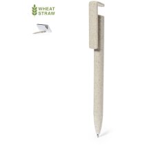 Bolígrafo Polus con clip porta móvil caña trigo