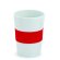 Vaso taza de cerámica con banda de silicona roja grabada