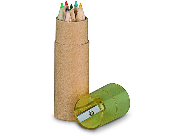 Estuche circular con lápices y sacapuntas personalizado