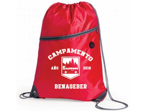 Mochila con cuerdas con cremallera y salida de auriculares original