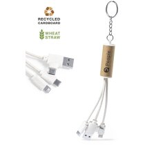 Cargador triple conexión cartón reciclado trigo