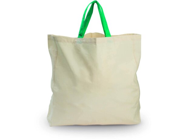 Bolsa de algodón orgánico con asas verdes