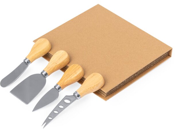 Set de quesos con detalles en madera acero Kubin detalle 4