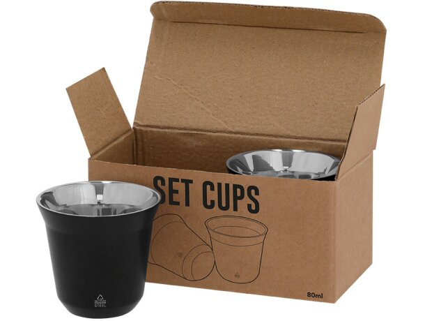 Set vasos Kodet acero inoxidable reciclado doble pared 80ml detalle 2