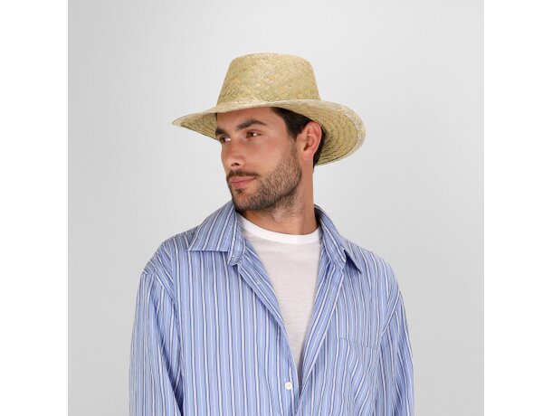 Sombrero Rusnak personalizada en paja trenzada natural blanca detalle 5