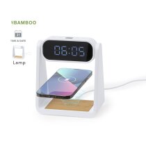 Reloj despertador bambú con cargador inalámbrico
