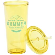 Vaso Trinox 750 ml transparente con pajita y logo